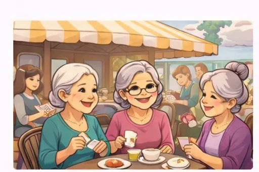 Three friends sharing a cup of tea, looking out for one another
